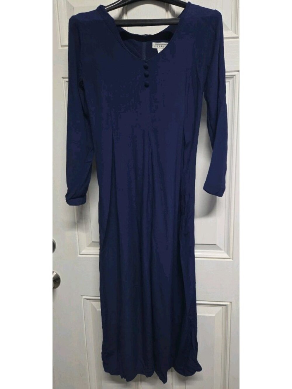 Express Womens Jumpsuit Size XS Navy Blue Long Sleeve Vintage